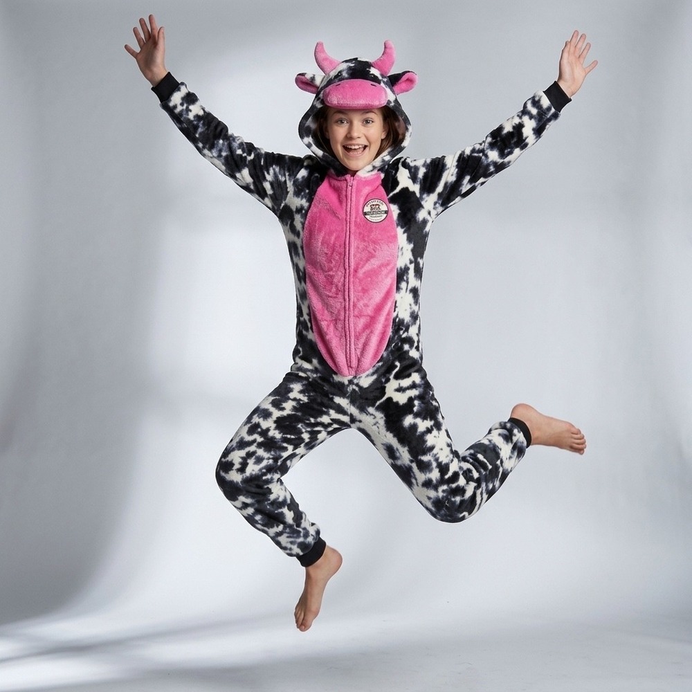 Cow Halloween Costume One Piece Women Easy Union Suit   3X Black Pink